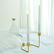 2 Metal Geometric Taper Candle Holders with Horseshoe Base - Gold IRON_CAND_TP005_GOLD