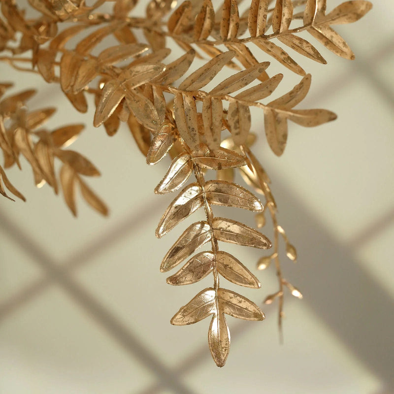 2 Metallic 21" Artificial Fern Leaf Branches Faux Foliage Stems - Gold ARTI_METLIC12_GOLD