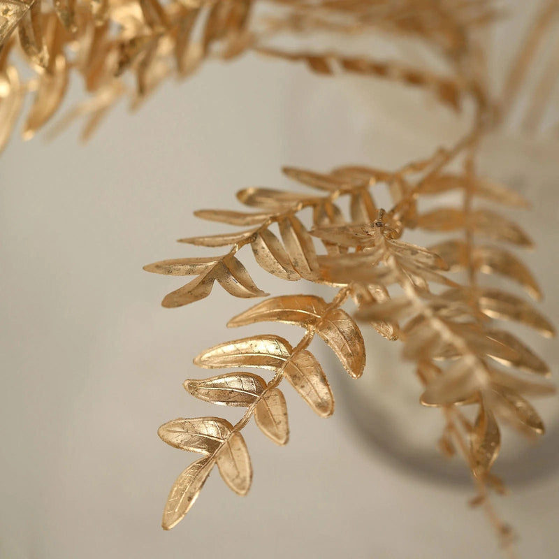 2 Metallic 21" Artificial Fern Leaf Branches Faux Foliage Stems - Gold ARTI_METLIC12_GOLD