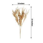 2 Metallic 21" Artificial Fern Leaf Branches Faux Foliage Stems - Gold ARTI_METLIC12_GOLD