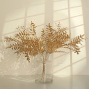 2 Metallic 21" Artificial Fern Leaf Branches Faux Foliage Stems - Gold ARTI_METLIC12_GOLD