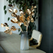 2 Metallic 27" Artificial Eucalyptus Leaf Branches Faux Foliage Stems - Gold ARTI_METLIC11_GOLD