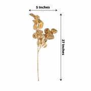 2 Metallic 27" Artificial Eucalyptus Leaf Branches Faux Foliage Stems - Gold ARTI_METLIC11_GOLD