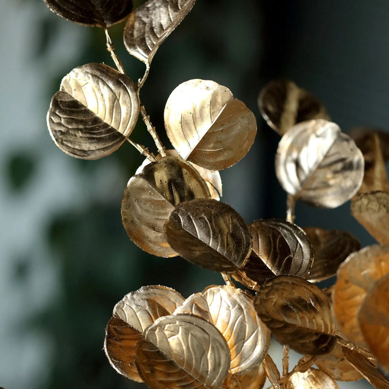 2 Metallic 27" Artificial Eucalyptus Leaf Branches Faux Foliage Stems - Gold ARTI_METLIC11_GOLD