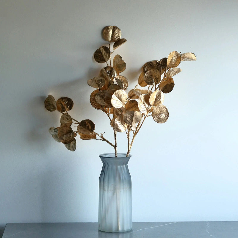 2 Metallic 27" Artificial Eucalyptus Leaf Branches Faux Foliage Stems - Gold ARTI_METLIC11_GOLD