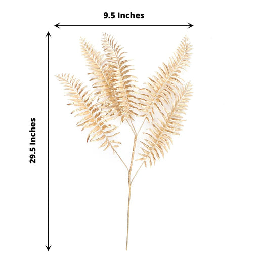 2 Metallic 30" Artificial Fern Leaves Tropical Plant Stems - Gold ARTI_METLIC16_GOLD