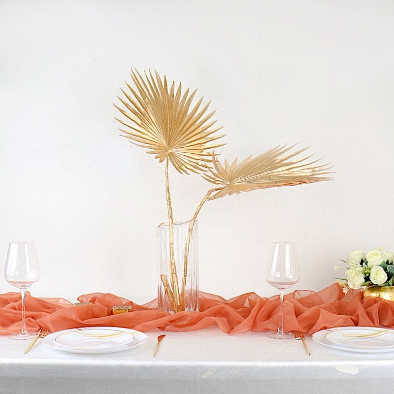 2 Metallic 35" Artificial Palm Leaves Tropical Plant Stems - Gold ARTI_METLIC14_M_GOLD