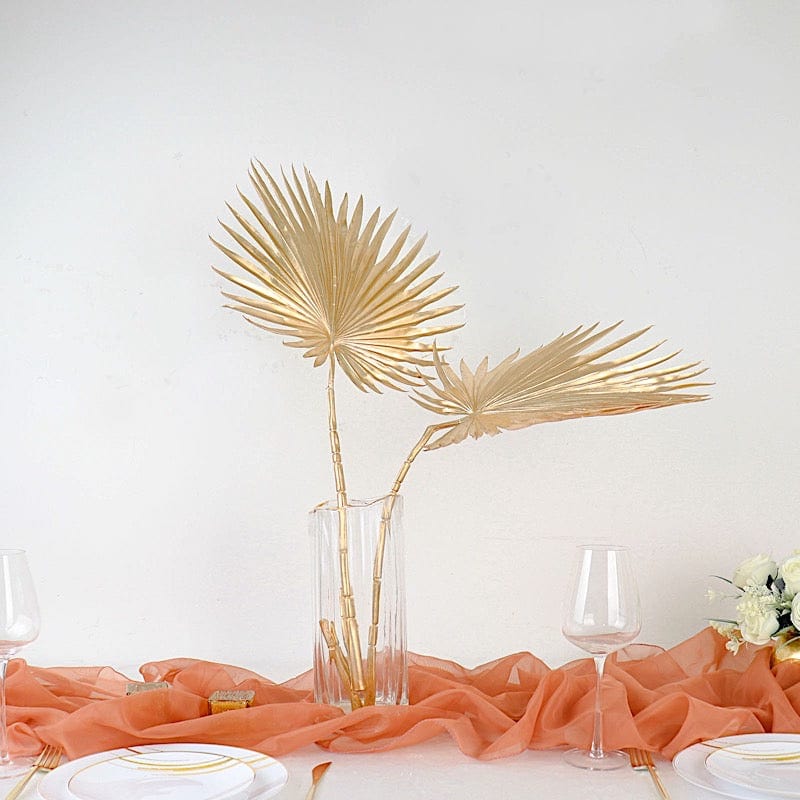 2 Metallic 35" Artificial Palm Leaves Tropical Plant Stems - Gold ARTI_METLIC14_M_GOLD