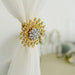 2 Metallic 4" Crystal Flower Magnetic Curtain Tie Backs Drapery Holdbacks