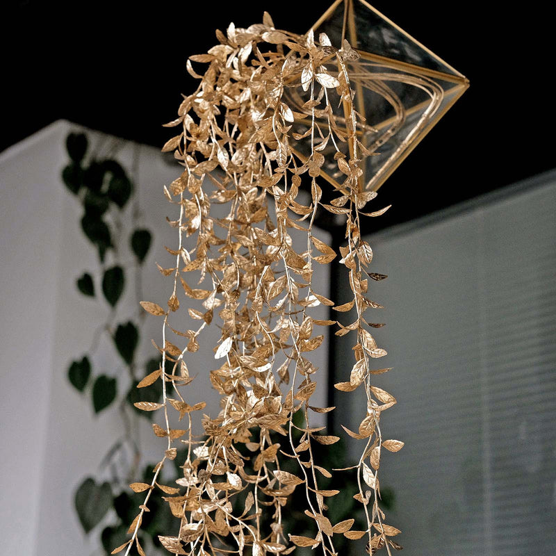 2 Metallic 41" Artificial Ivy Leaf Garlands Faux Foliage Vines - Gold ARTI_METLIC10_GOLD