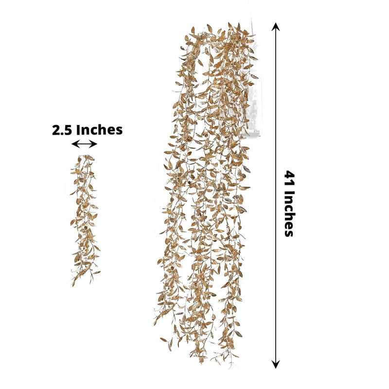 2 Metallic 41" Artificial Ivy Leaf Garlands Faux Foliage Vines - Gold ARTI_METLIC10_GOLD