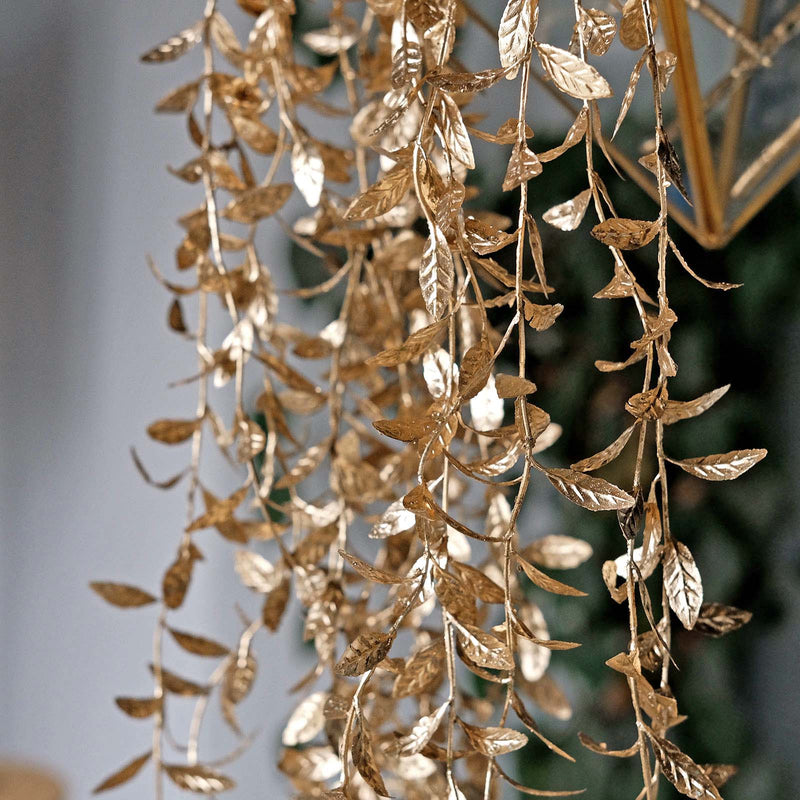2 Metallic 41" Artificial Ivy Leaf Garlands Faux Foliage Vines - Gold ARTI_METLIC10_GOLD