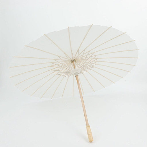 2 Paper Umbrellas 32" Decorative Parasol Wedding Favors - White and Natural UMB_PAP01_32_WHT