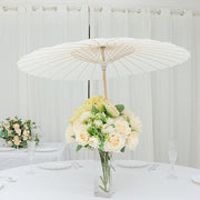 2 Paper Umbrellas 32" Decorative Parasol Wedding Favors - White and Natural UMB_PAP01_32_WHT