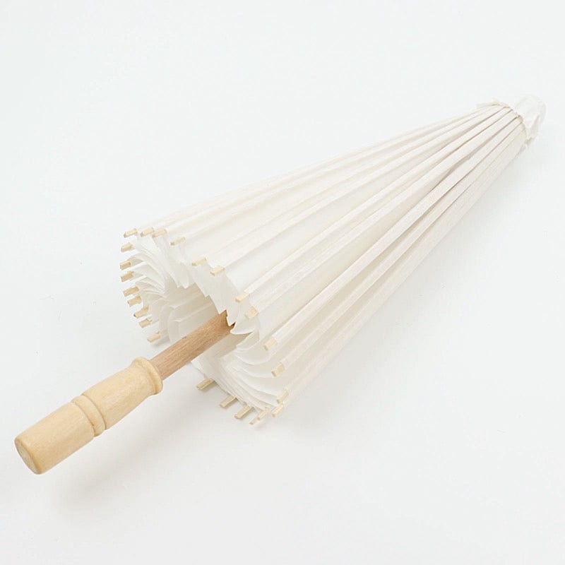 2 Paper Umbrellas 32" Decorative Parasol Wedding Favors - White and Natural UMB_PAP01_32_WHT