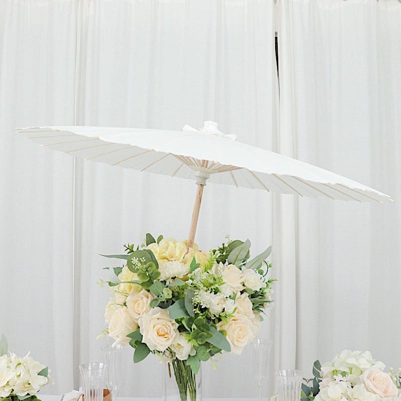 2 Paper Umbrellas 32" Decorative Parasol Wedding Favors - White and Natural UMB_PAP01_32_WHT
