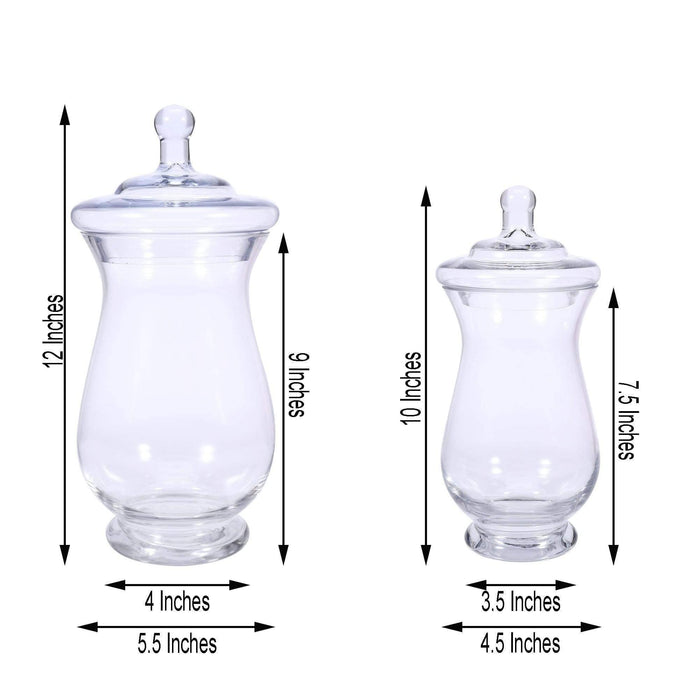 3 pcs 9 10 11 tall Clear Glass Apothecary Jars with Lids