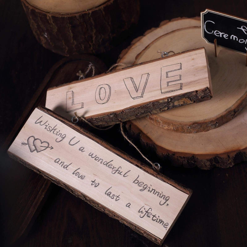 2 pcs 10.5" long Rectangular Natural Wood Plaques Hanging Signs - Brown WOD_SLCREC003_11x4