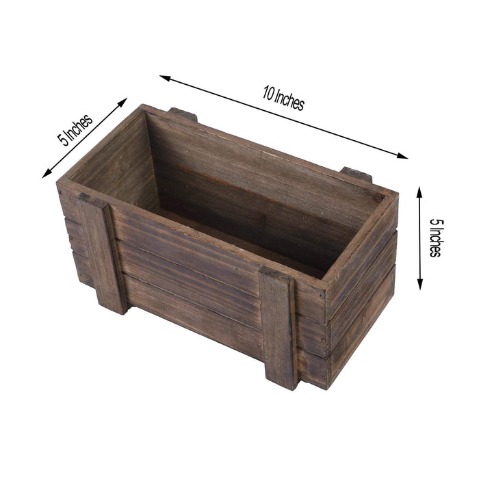 2 pcs 10"x5" Wood Rectangular Boxes Planter Holders Centerpieces - Dark Brown WOD_PLNT02_10X5_DKBN