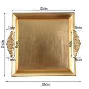 2 pcs 10"x10" Square with Embossed Rim Charger Plates - Gold CHRG_TRAY001_12_GOLD