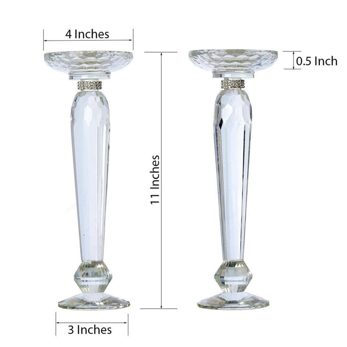 2 pcs 11" tall Crystal Wedding Party Centerpieces Candle Holders - Clear CHDLR_GLAS_040