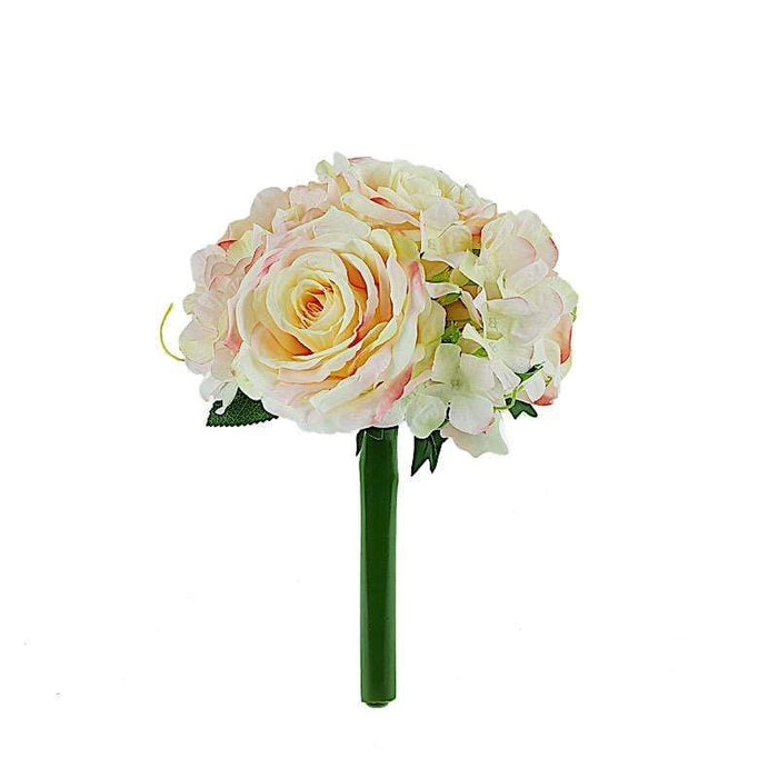 2 pcs 11" tall Silk Rose and Hydrangea Flowers Bouquets ARTI_RS003_PINK