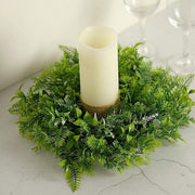 2 pcs 12" Artificial Leaves Wreath Candle Rings - Green ARTI_RING_GRN_002