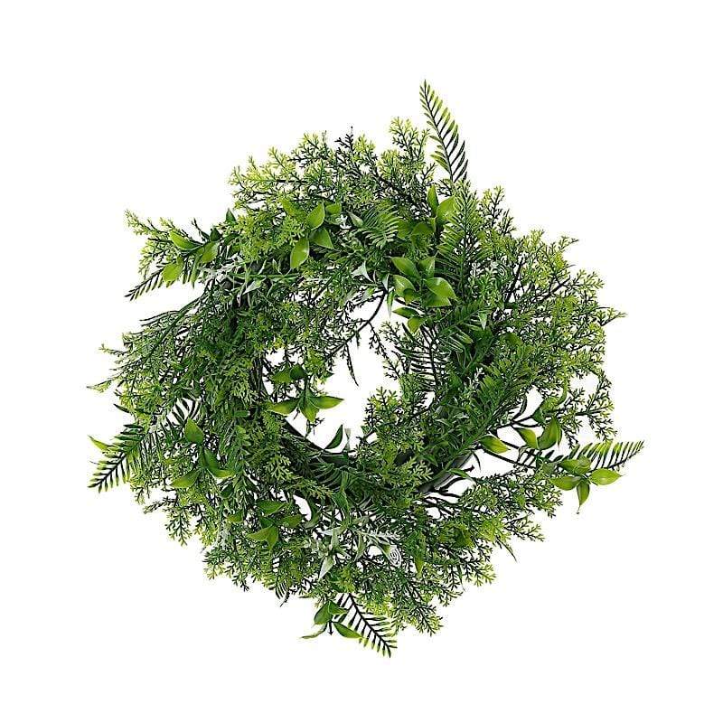 2 pcs 12" Artificial Leaves Wreath Candle Rings - Green ARTI_RING_GRN_002
