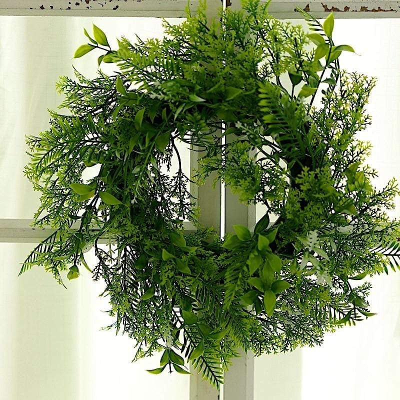 2 pcs 12" Artificial Leaves Wreath Candle Rings - Green ARTI_RING_GRN_002