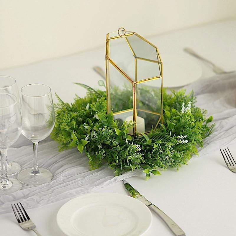 2 pcs 12" Artificial Leaves Wreath Candle Rings - Green ARTI_RING_GRN_002