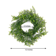 2 pcs 12" Artificial Leaves Wreath Candle Rings - Green ARTI_RING_GRN_002