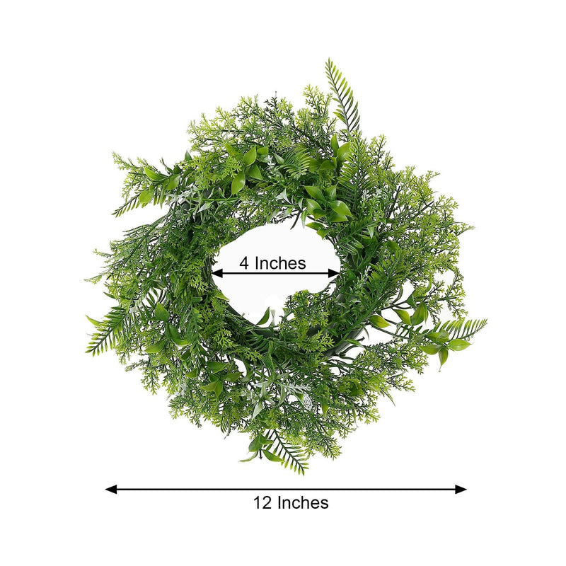 2 pcs 12" Artificial Leaves Wreath Candle Rings - Green ARTI_RING_GRN_002