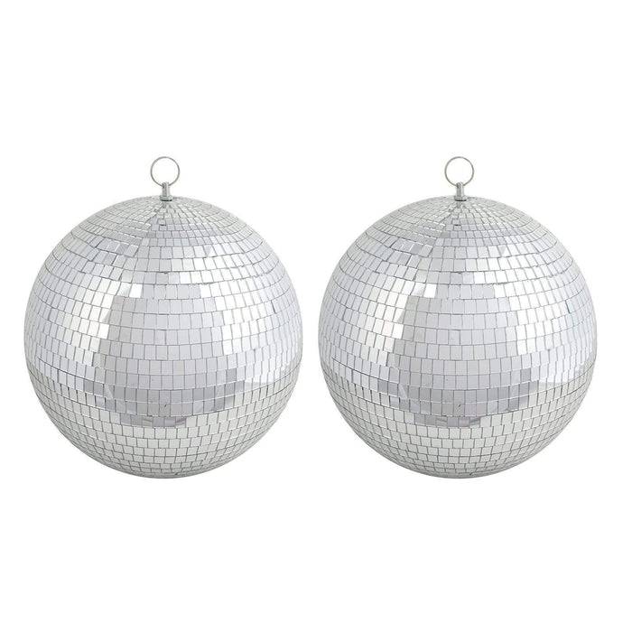 2 pcs 12" Extra Wide Glass Mirror Disco Balls Ornaments - Silver FOAM_BALL_MIR_12