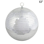 2 pcs 12" Extra Wide Glass Mirror Disco Balls Ornaments - Silver FOAM_BALL_MIR_12