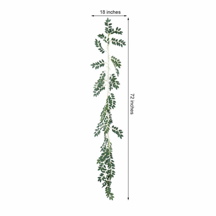 2 pcs 12 ft long Honey Locust Artificial Foliage Botanical Garlands - Light Green ARTI_GLND_G04