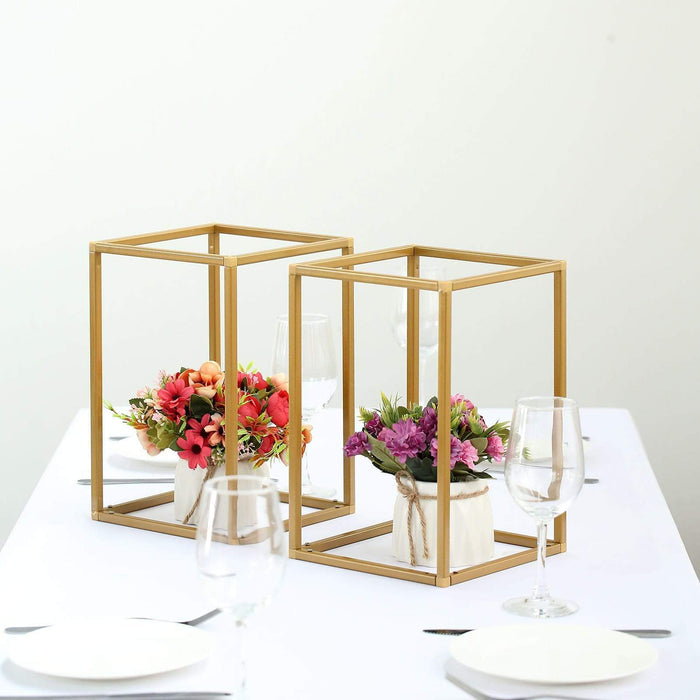 2 pcs 12" tall Geometric Metal Stands Wedding Flower Vase Holders