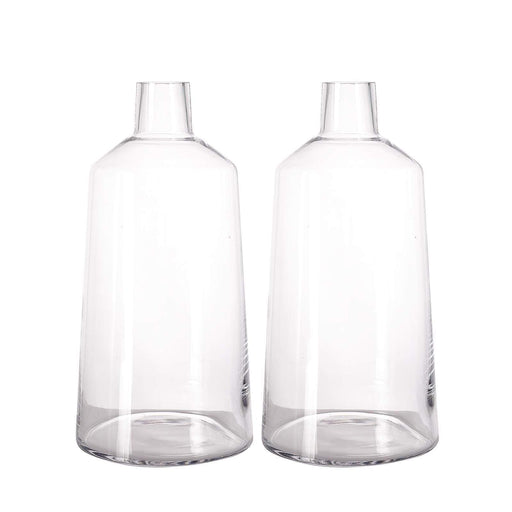 2 pcs 12" tall Tapered Neck Glass Vases Centerpieces - Clear VASE_A28_12