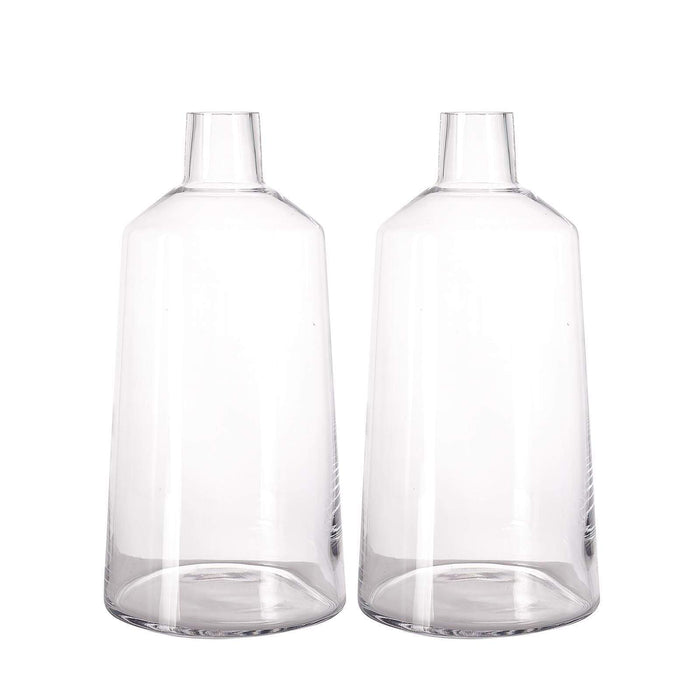 2 pcs 12" tall Tapered Neck Glass Vases Centerpieces - Clear VASE_A28_12