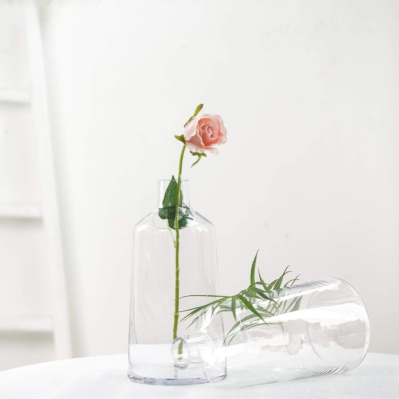 2 pcs 12" tall Tapered Neck Glass Vases Centerpieces - Clear VASE_A28_12