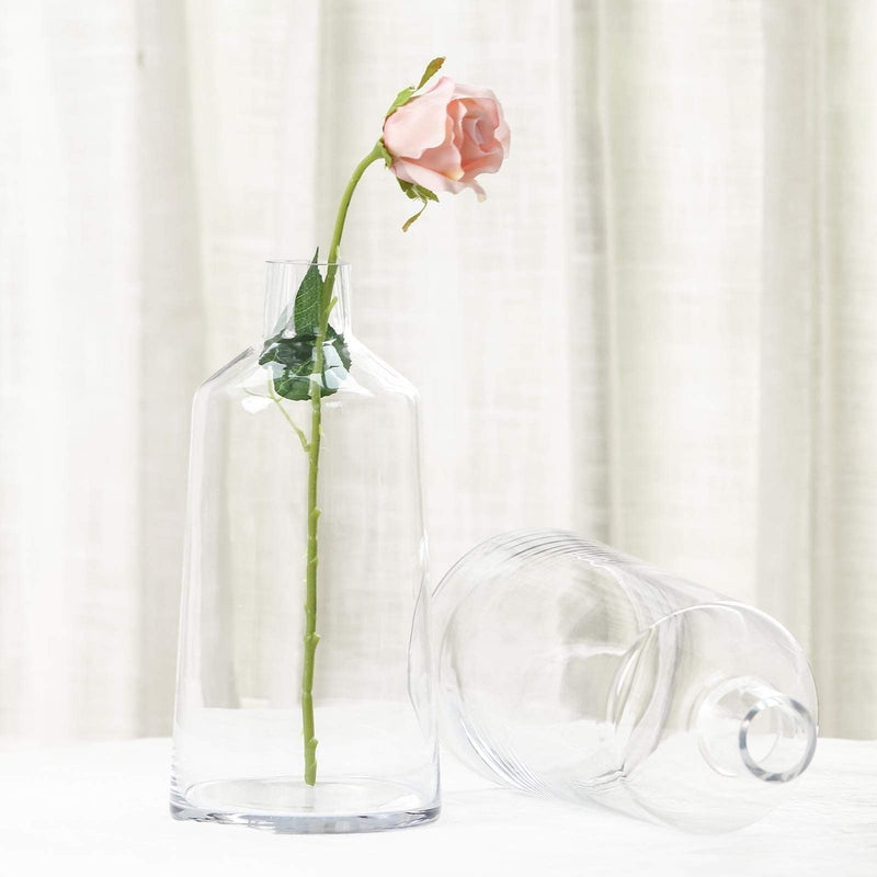2 pcs 12" tall Tapered Neck Glass Vases Centerpieces - Clear VASE_A28_12