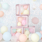 2 pcs 12" Transparent Balloon Boxes with Glittered Trim