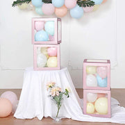 2 pcs 12" Transparent Balloon Boxes with Glittered Trim