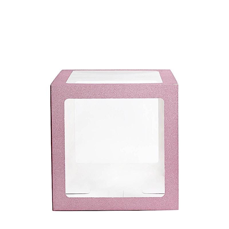 2 pcs 12" Transparent Balloon Boxes with Glittered Trim