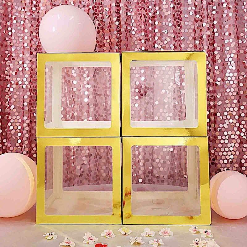 2 pcs 12" Transparent Balloon Boxes with Glittered Trim