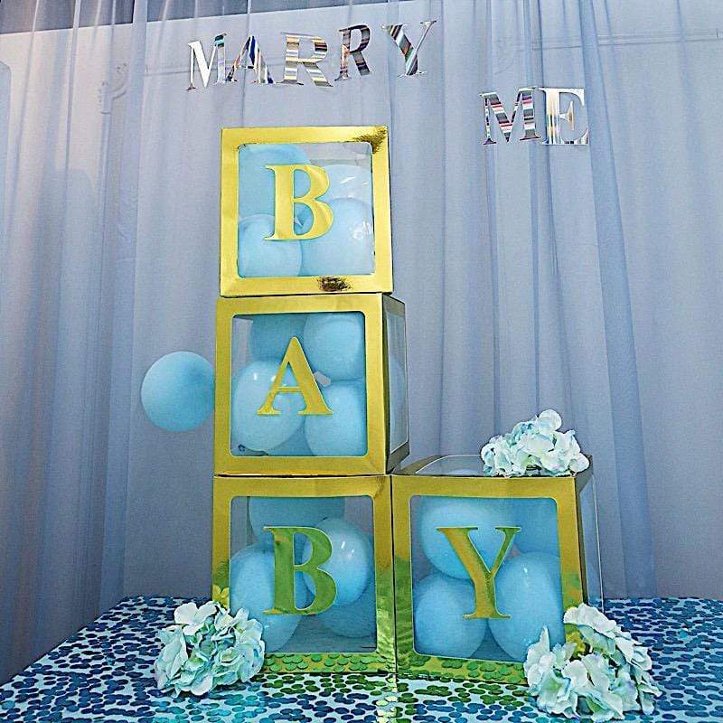 2 pcs 12" Transparent Balloon Boxes with Glittered Trim