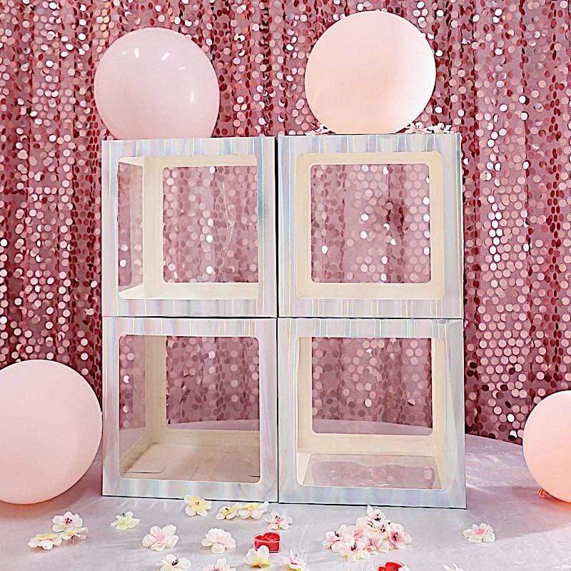 2 pcs 12" Transparent Balloon Boxes with Glittered Trim