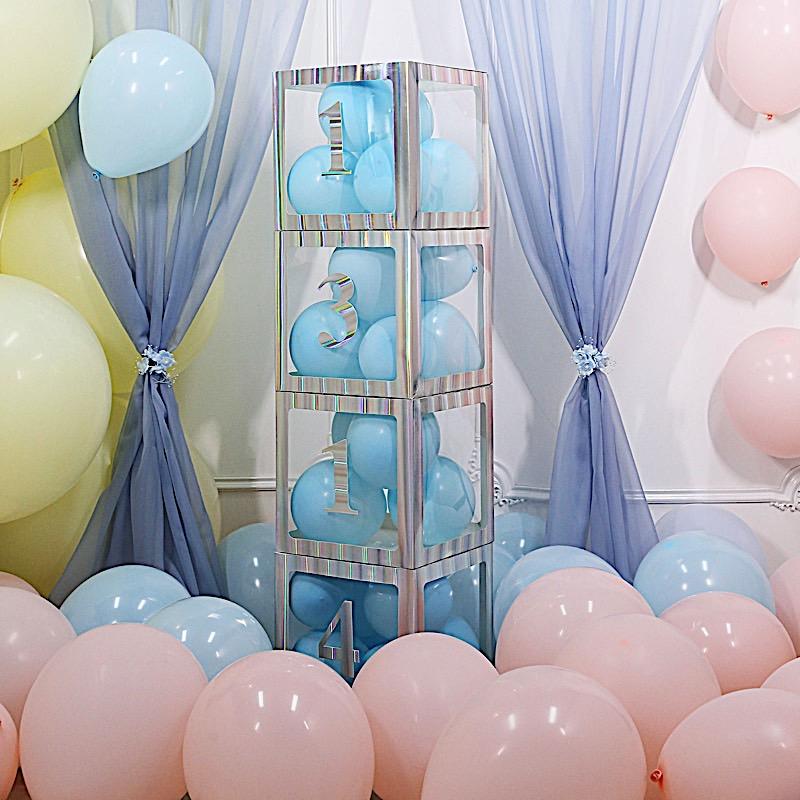 2 pcs 12" Transparent Balloon Boxes with Glittered Trim