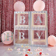 2 pcs 12" Transparent Balloon Boxes with Glittered Trim