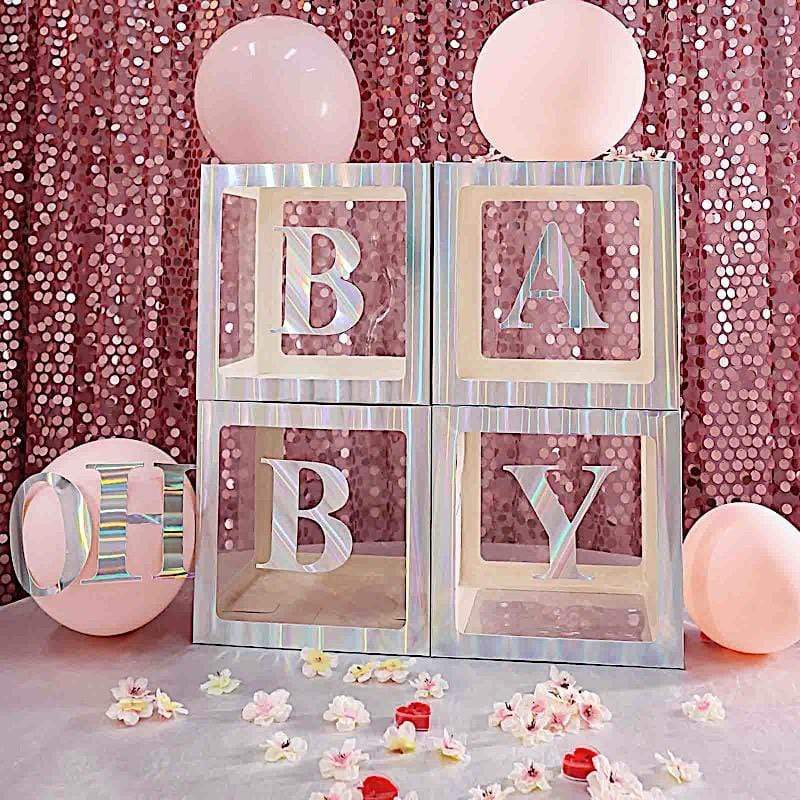 2 pcs 12" Transparent Balloon Boxes with Glittered Trim