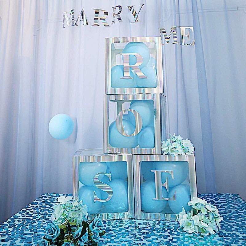 2 pcs 12" Transparent Balloon Boxes with Glittered Trim